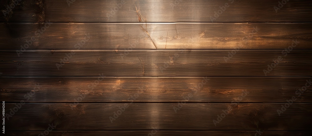 Fototapete a top view of a grungy wooden texture with a bright spotlight in the center and vignettes at the cor