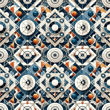 Intricate Geometric Art Deco Pattern Seamless Vector Design - p17