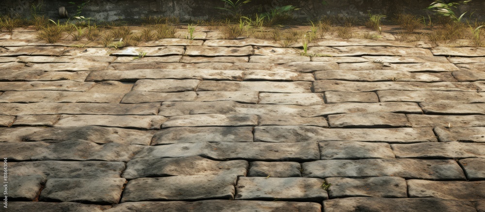 Aufkleber highly detailed texture of an ancient asian footpath with a copy space image