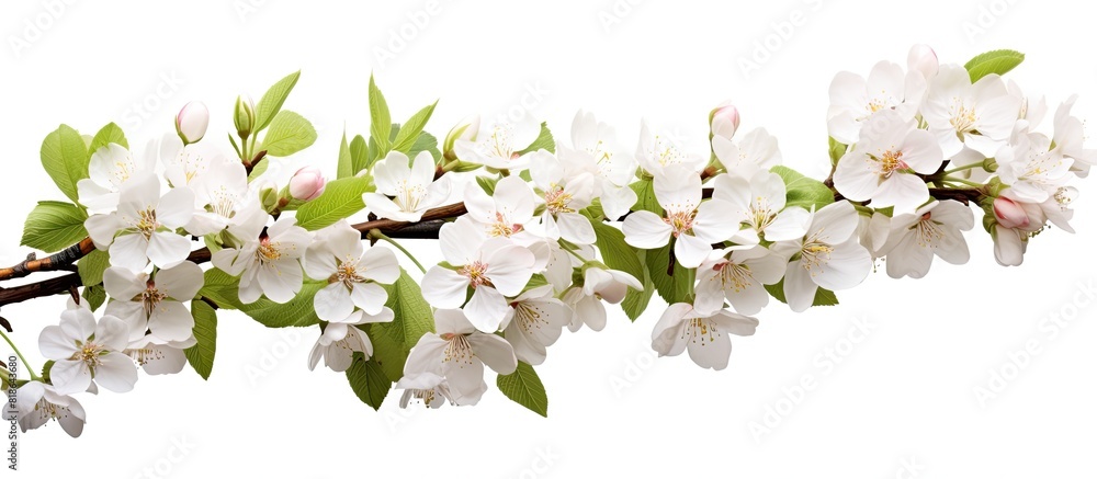 Aufkleber Isolated on a white background there is a copy space image of a flowering branch