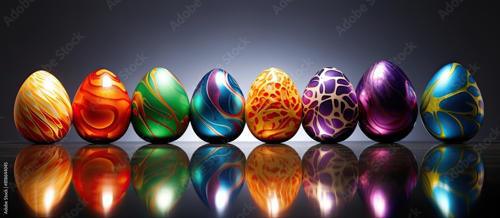 Poster easter eggs in various vibrant colors includes colored and easter eggs. creative banner. copyspace i