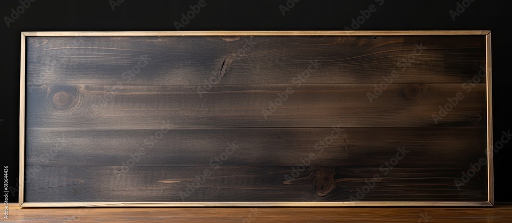 Leinwandbilder there is a small blackboard on a wooden table with a blank surface isolated in a copy space image