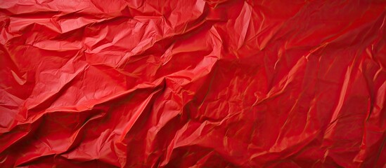 A red background with a copy space image is created by the texture of crumpled paper