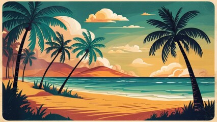 Fototapeta na wymiar Romantic Beach Getaway Illustration