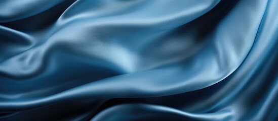 Obraz premium Close up copy space image of a premium blue fabric texture used as a decorative textile background for interior design