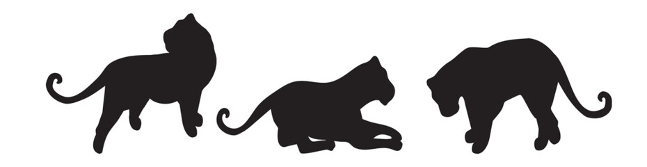 leopard vector silhouette. african animals leopards vector silhouettes collection