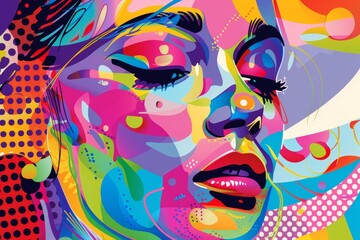 abstract woman face portrait colorful patterns vector feminine contemporary art modern surreal vibrant conceptual 