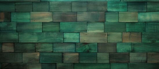 A rustic copy space image showcasing the texture of green wooden parquet