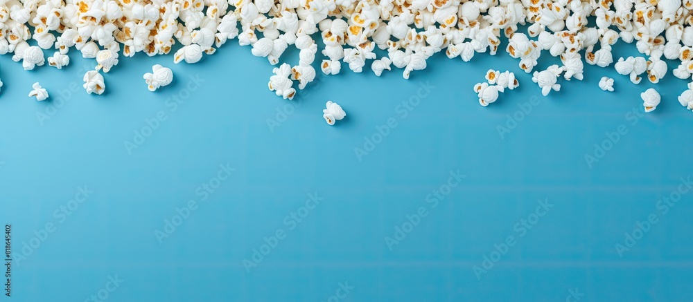 Aufkleber the blue background is covered in scattered popcorn forming a frame this copy space image is perfect