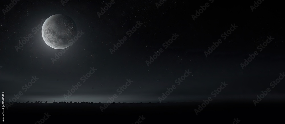 Poster Dark night showcasing a phase moon in the background with ample copy space image