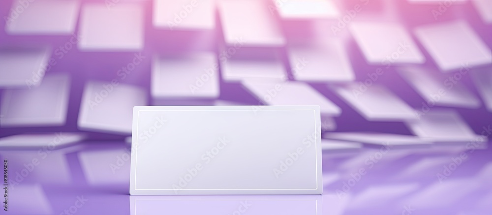 Poster a lilac background with blank white badges providing ample space for adding images or text