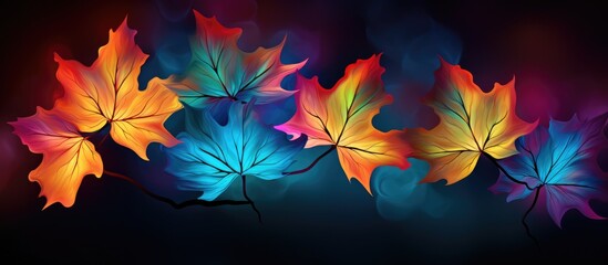 Maple transformed into a vibrant display of colors. with copy space image. Place for adding text or design