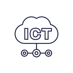 ICT line icon with cloud, Information and communications technology