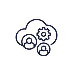 process user data in a cloud line icon