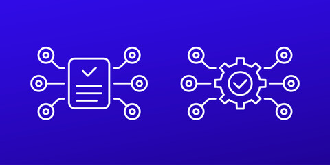 project or task line icons, vector