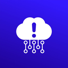 upload failure vector icon, cloud error pictogram