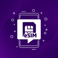 eSIM card icon with a phone