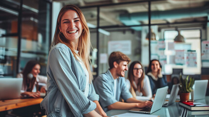 Smiling and Laughing Young Businesswoman