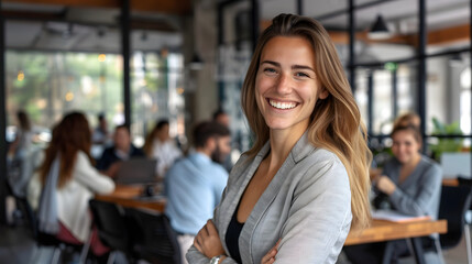 Fototapeta premium Smiling and Laughing Young Businesswoman