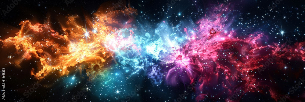 Canvas Prints exploding nebula on dark background, galaxy with nebula and stars in space. colorful space nebula