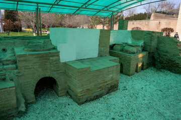 Ruins of ancient hammam in Samarkand, Uzbekistan and ancient city on the silk road.