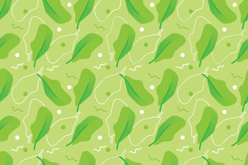 Green leaf pattern background for kid's book cover, gift paper, card and many other