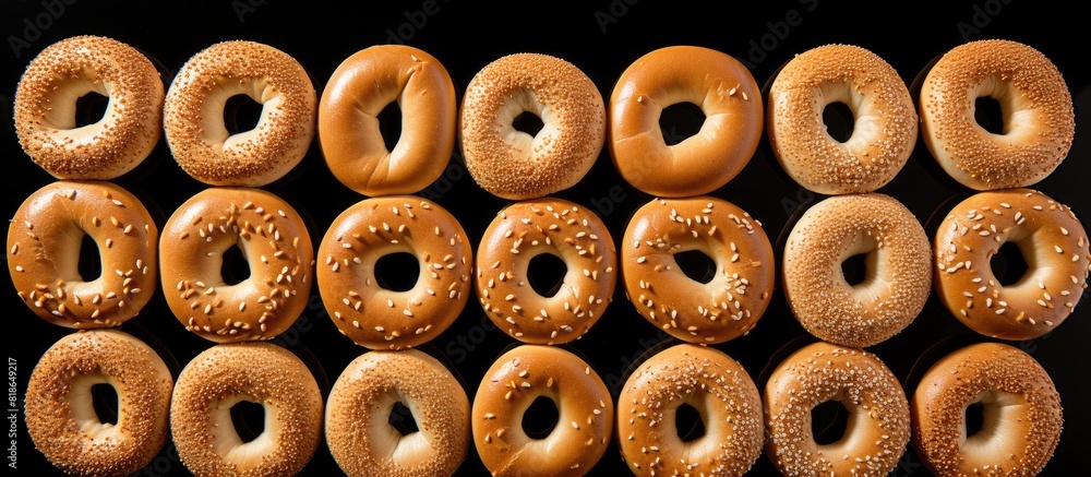Aufkleber A copy space image of bagels arranged on a table with a clean and plain white background