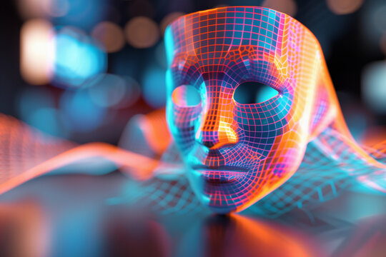 glowing hologram of a human face mack