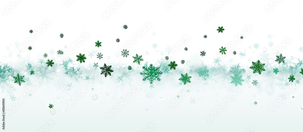Aufkleber a copy space image featuring green snowflakes falling on a pristine white background