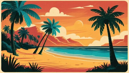 Obraz premium Warm Sunset Hues Over Ocean