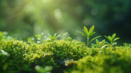 Flora Thriving Amid Moss-Covered Earth