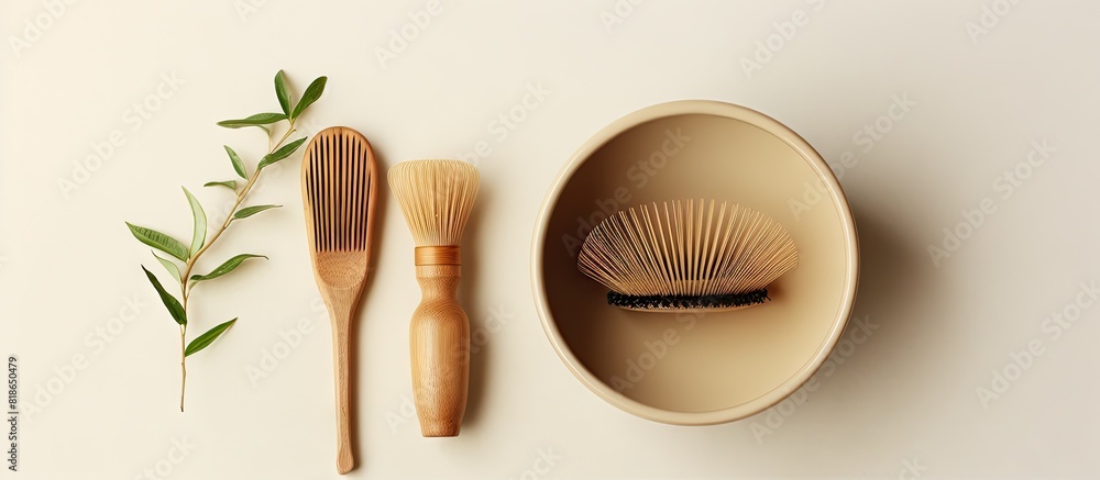 Poster a bowl containing a homemade hair mask along with ingredients and a bamboo comb is displayed on a be
