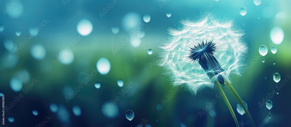 Aufkleber Abstract and nature postcard featuring a dandelion with a water droplet The vibrant backdrop provides a soft colorful setting with ample copy space for words Check my profile for more designs featurin