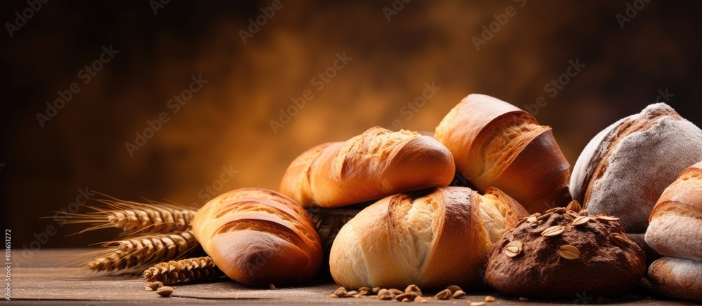 Poster Closeup of various bakery products used as a background with a copy space image