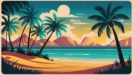 Obraz premium Exotic Island Sunset View