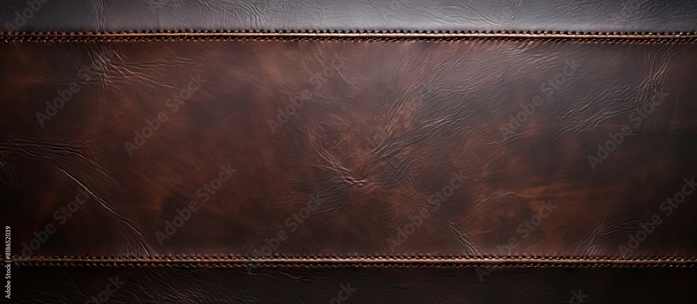 Poster A copy space image featuring a textured dark brown leather with visible stitches providing room for adding text