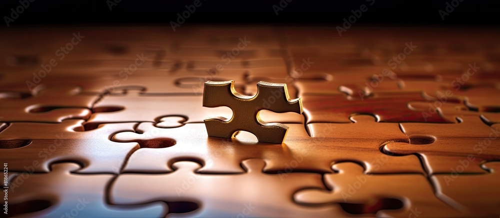Poster the jigsaw puzzle with the missing piece copy space image