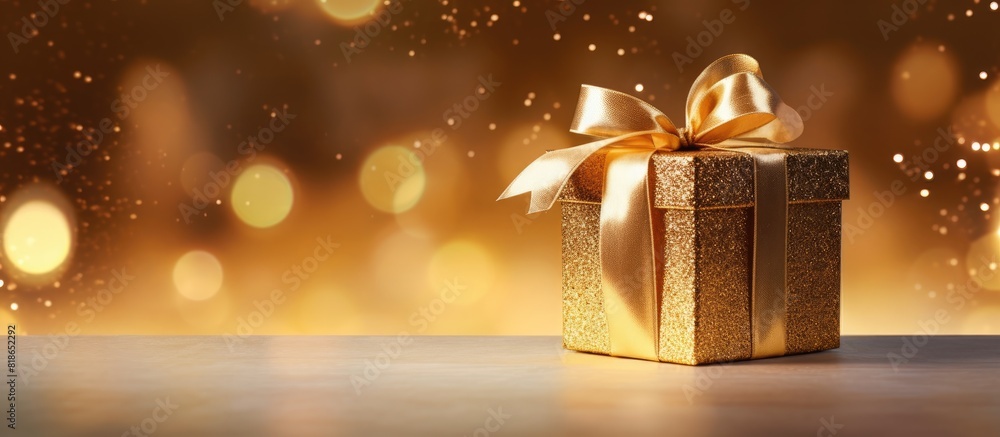 Poster the image displays a gold gift box with the lid open set against a shimmering and sparkling backgrou