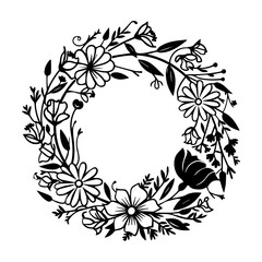 Hand drawn floral frames with flowers