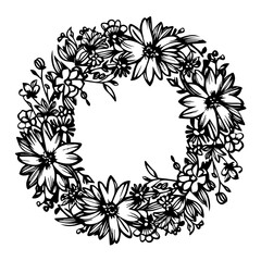 Hand drawn floral frames with flowers