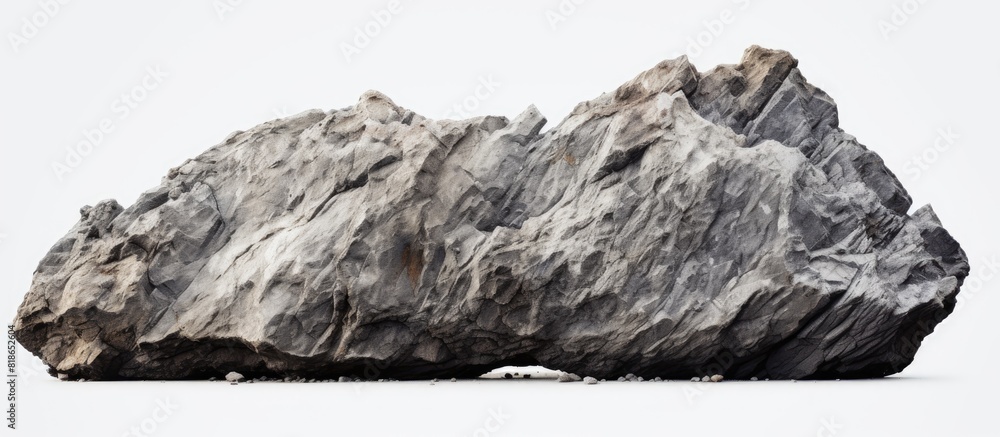 Poster Isolated white background with a big rock as a copy space image