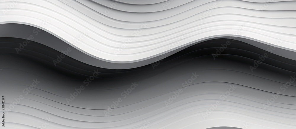 Poster Abstract black and white horizontal paper strip with a wave like pattern Provides a textured copy space background