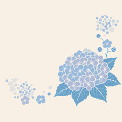 青い紫陽花の和柄イラスト Japanese Pattern Clip art of Blue Hydrangea