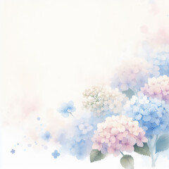 ふんわり水彩風紫陽花イラストイメージ  Soft watercolor style hydrangea illustration image