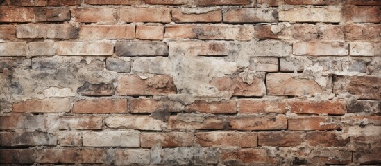 Close up of an ancient and decayed brick wall serving as an abstract background Offers ample copy space for lettering or design