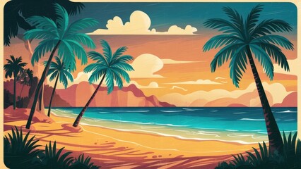 Obraz premium Vintage Style Seaside Panorama