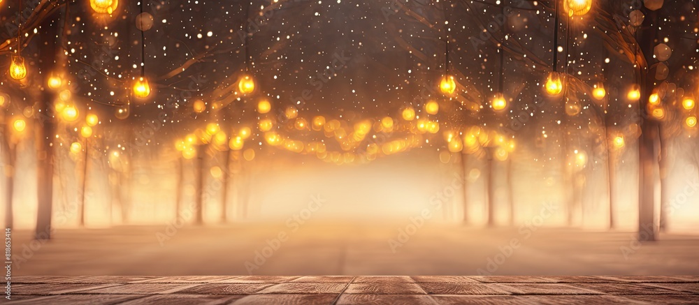 Poster A festive holiday scene with twinkling lights perfect for creating a warm and joyful atmosphere Copy space image