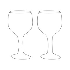 Continuous one single line art drawing of wine bottle alcohol drink in style outline vector illustration