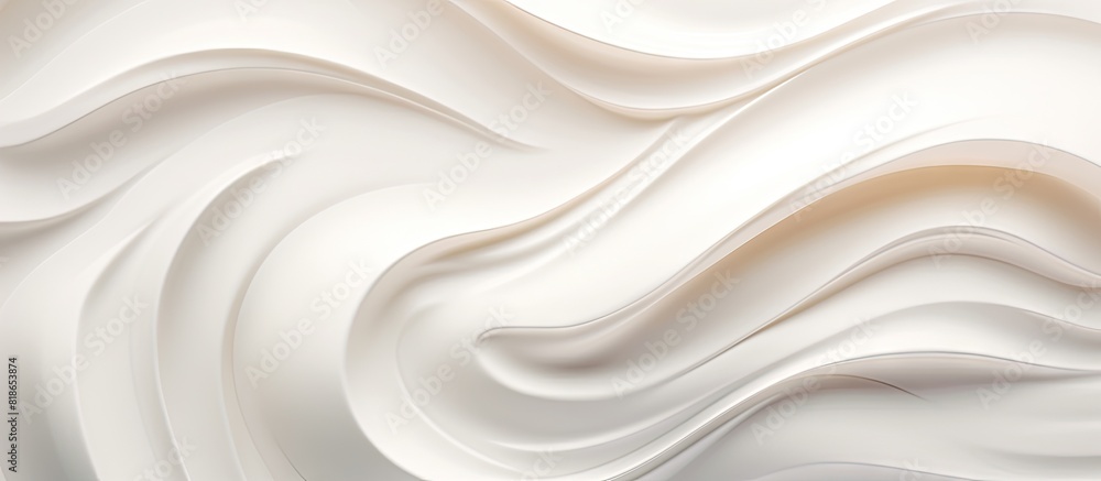 Poster a close up image of a cream moisturizer with a wavy texture is showcased on a white background offer