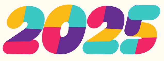 Happy new year 2025 modern typography banner template vector 10 eps